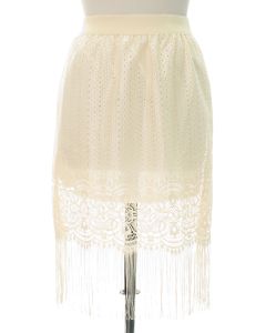 Plus Plus Lace Shell Knee Lengh Skirt - Ivory