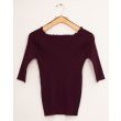 Scallop Wide Neck Sweater - Eggplant