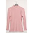 Ruffle Neck Ribbed Sweater - Pale Pink