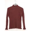 Contrast Mock Neck Ribbed Sweater - Brown