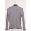 Contrast Mock Neck Ribbed Sweater - Grey