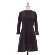 3/4 Sleeve Hacci Flare Dress - Black