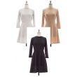 3/4 Sleeve Hacci Flare Dress - Asst