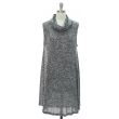 Cowl Neck Hacci Midi Dress - Black