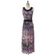 Abstract Pleat Front Maxi Dress - Purple