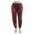 Plus. Faux Leather Joggers - Wine
