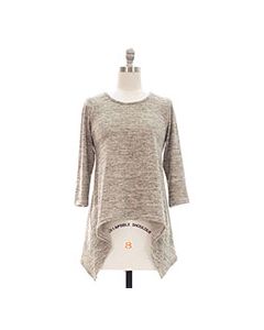 Hacci Sharkbite 3/4 Sleeve Top - Khaki