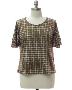 Plus Pane Butterfly Sleeve Top - Olive