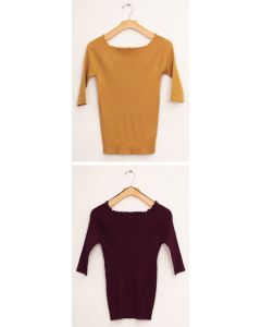 Scallop Wide Neck Sweater - Assorted