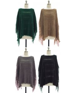 Pullover Knit Poncho - Assorted