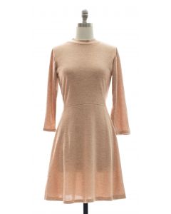 3/4 Sleeve Hacci Flare Dress - Blush
