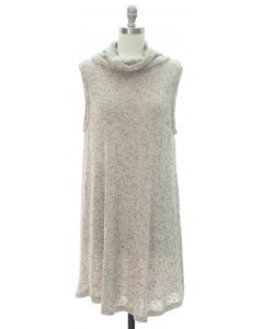 Cowl Neck Hacci Midi Dress - Khaki