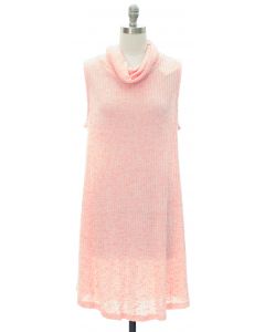 Cowl Neck Hacci Midi Dress - Pink