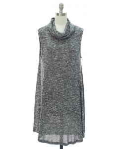 Cowl Neck Hacci Midi Dress - Black