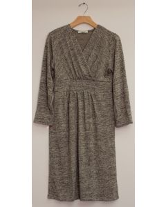 3/4 Sleeve Hacci Surplice Dress - Taupe