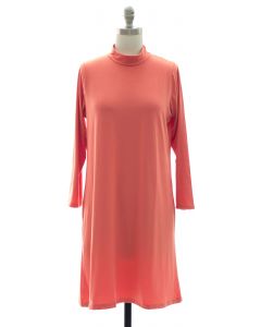 Mandarin Collar Shift Dress - Coral