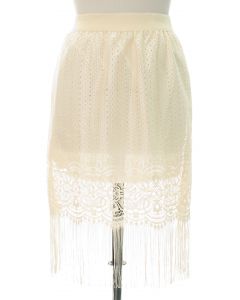Plus Plus Lace Shell Knee Lengh Skirt - Ivory