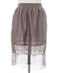 Plus Plus Lace Shell Knee Lengh Skirt - Grey