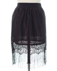 Plus Plus Lace Shell Knee Lengh Skirt - Black