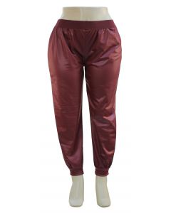 Plus. Faux Leather Joggers - Wine