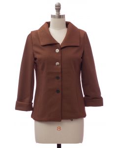 Wide Collar Car Blazer - Brown