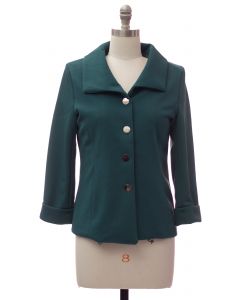 Wide Collar Car Blazer - Hunter Green